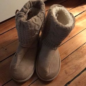 Tan slipper boots